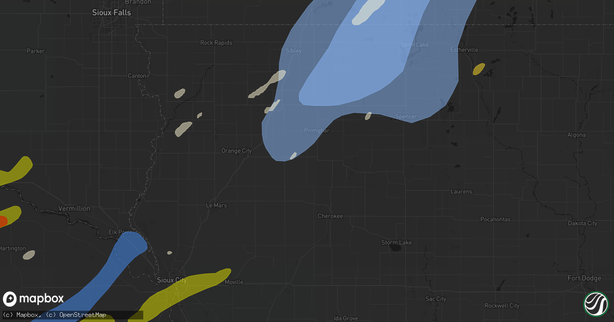 Hail map in Paullina, IA on June 29, 2026