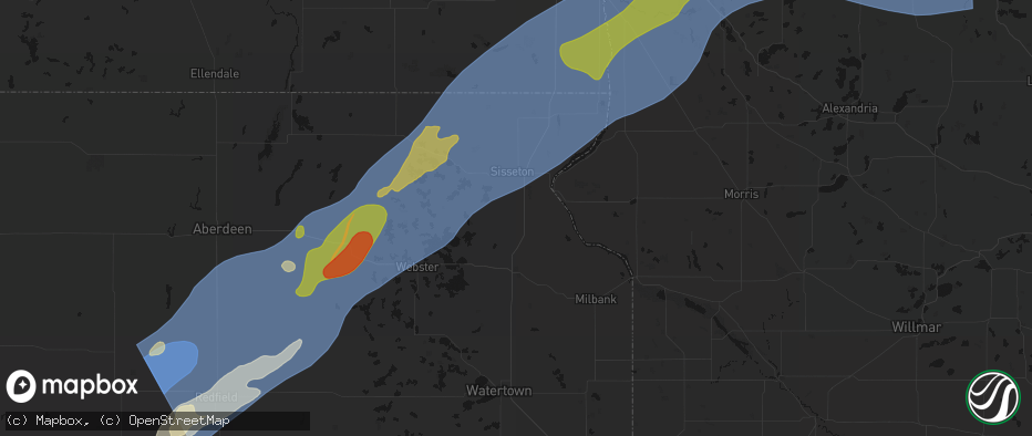 Hail map in Peever, SD on June 29, 2026