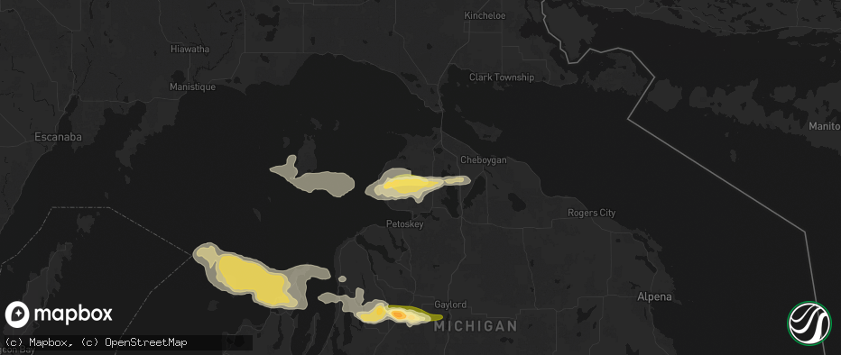 Hail map in Pellston, MI on June 29, 2026