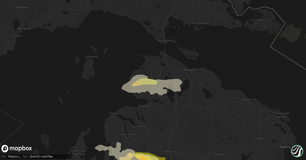 Hail map in Pellston, MI on June 29, 2026