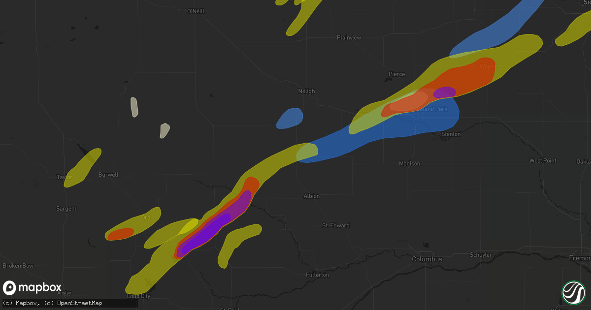 Hail map in Petersburg, NE on June 29, 2026