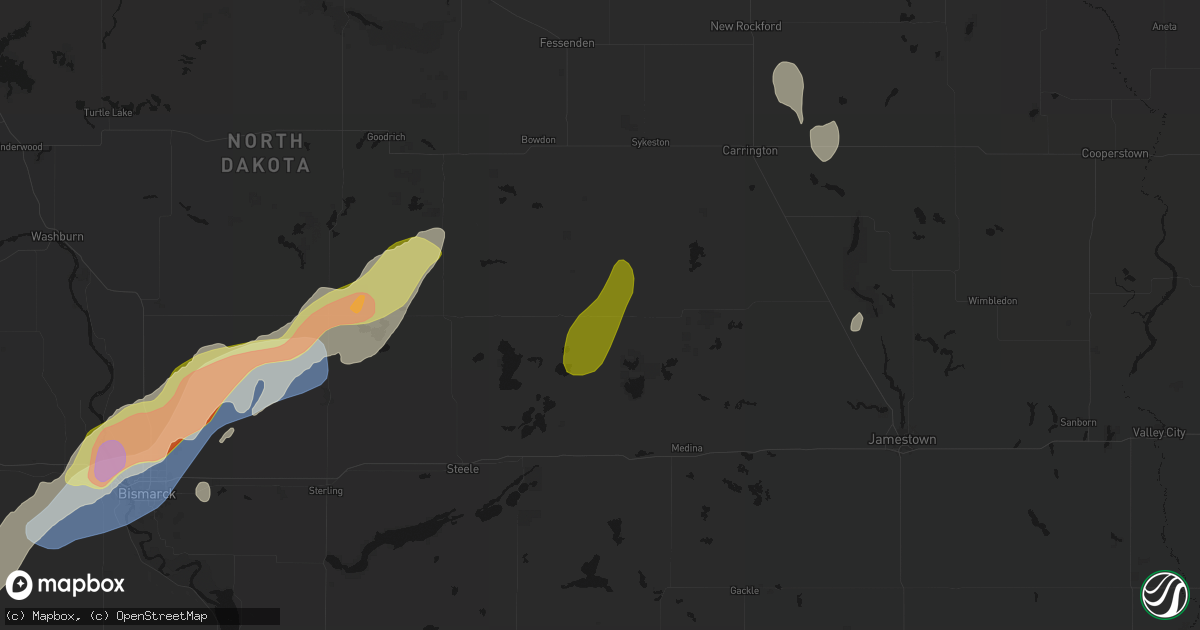 Hail map in Pettibone, ND on June 29, 2026