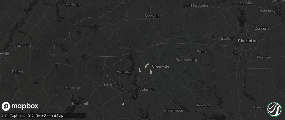 Hail map in Pickens, SC on June 29, 2026