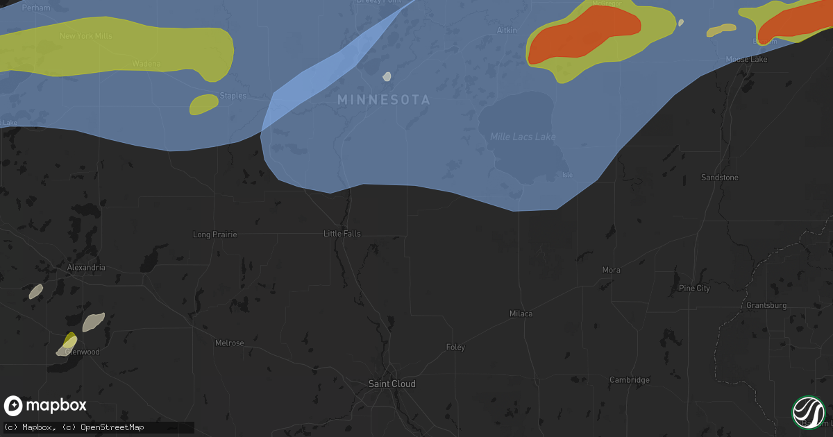 Hail map in Pierz, MN on June 29, 2026