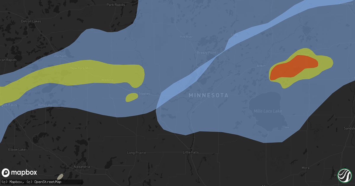 Hail map in Pillager, MN on June 29, 2026