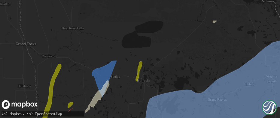 Hail map in Puposky, MN on June 29, 2026