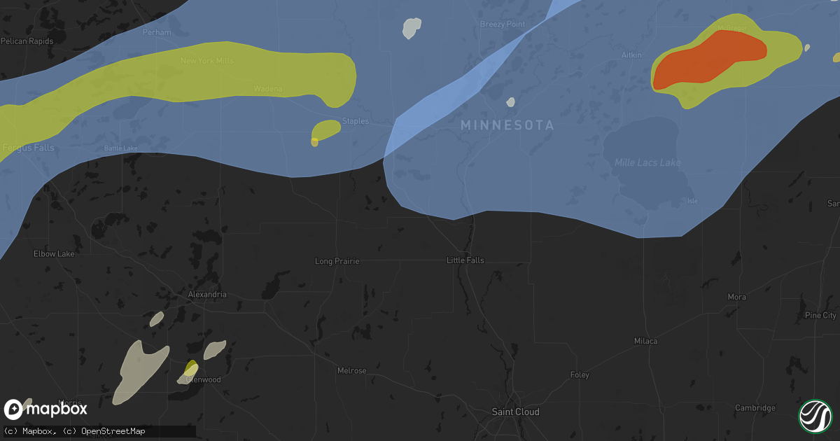 Hail map in Randall, MN on June 29, 2026