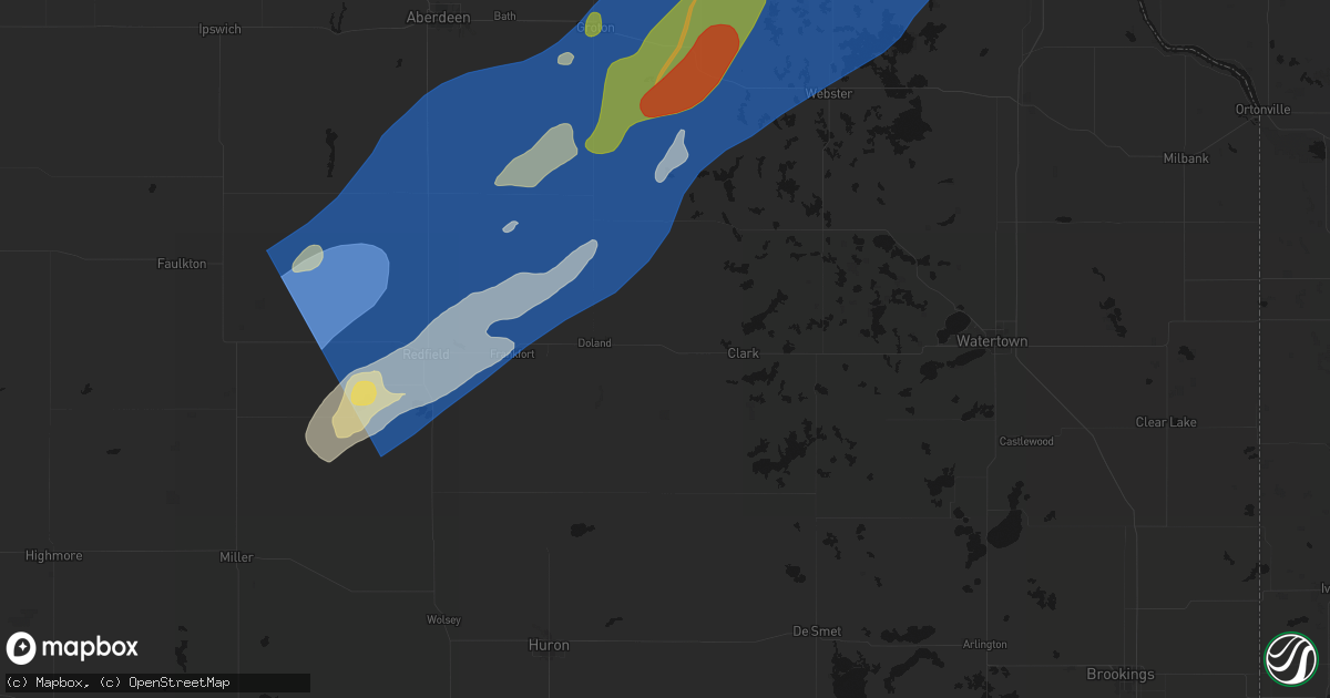 Hail map in Raymond, SD on June 29, 2026