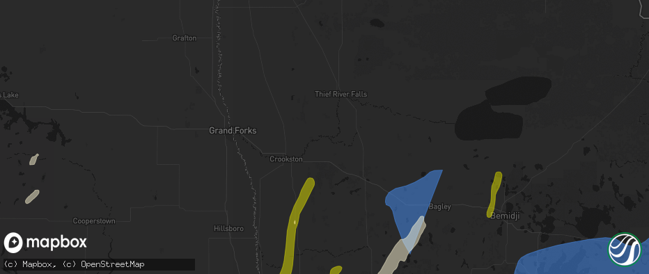 Hail map in Red Lake Falls, MN on June 29, 2026