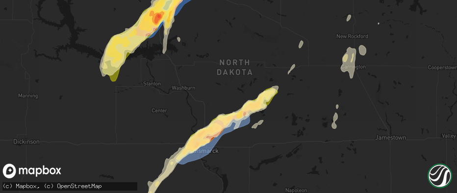 Hail map in Regan, ND on June 29, 2026