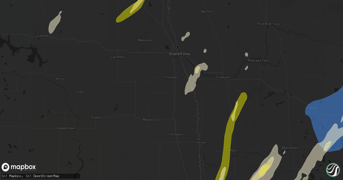 Hail map in Reynolds, ND on June 29, 2026