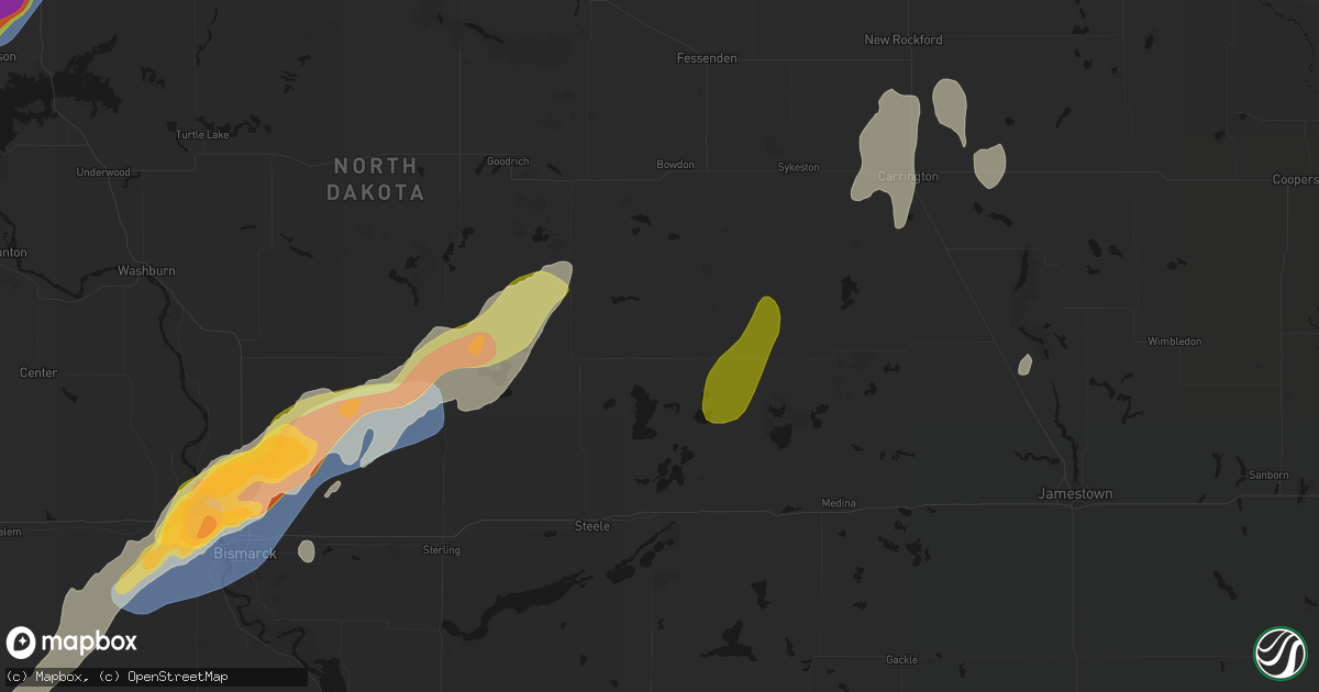 Hail map in Robinson, ND on June 29, 2026