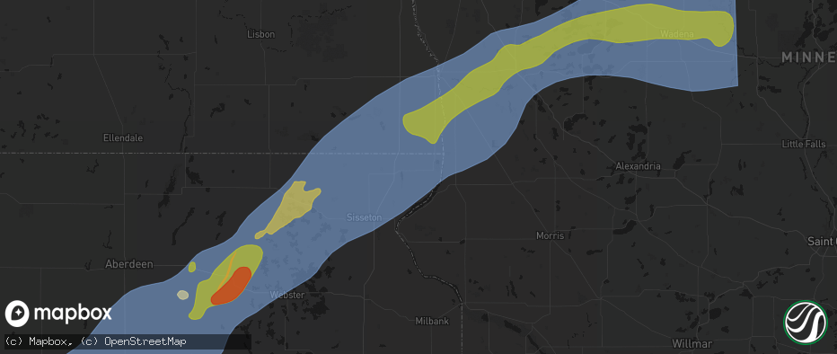 Hail map in Rosholt, SD on June 29, 2026