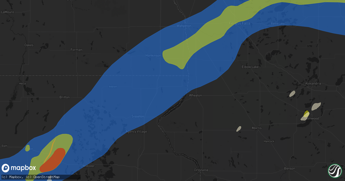 Hail map in Rosholt, SD on June 29, 2026