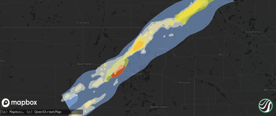 Hail map in Roslyn, SD on June 29, 2026