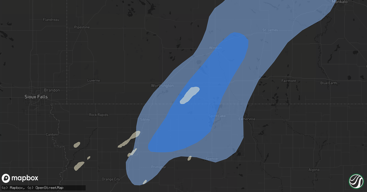 Hail map in Round Lake, MN on June 29, 2026