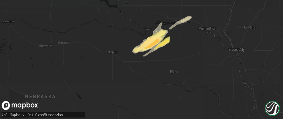 Hail map in Royal, NE on June 29, 2026