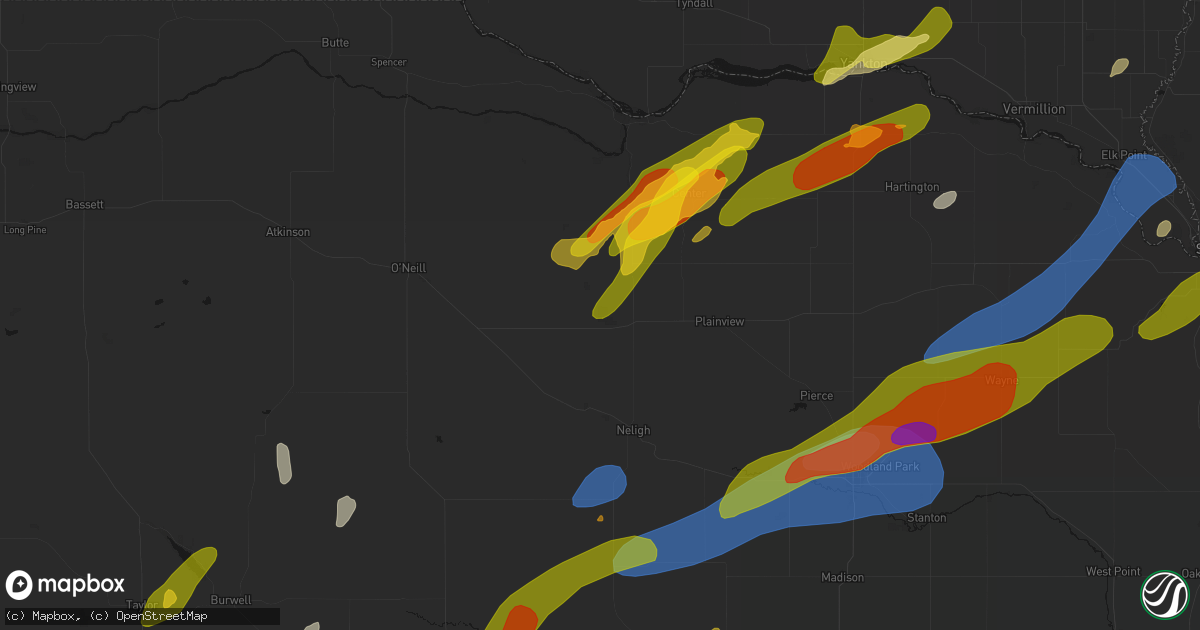 Hail map in Royal, NE on June 29, 2026