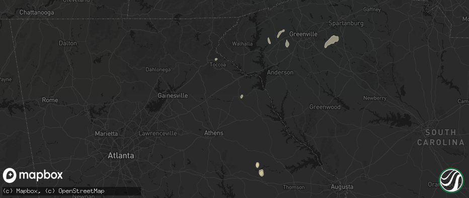 Hail map in Royston, GA on June 29, 2026