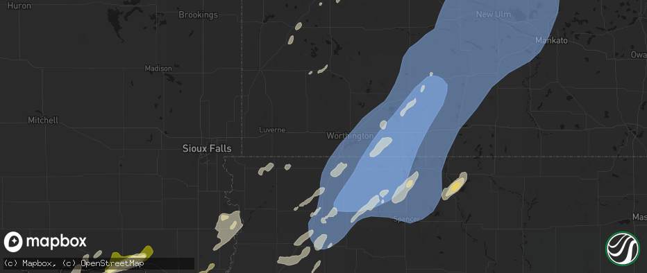 Hail map in Rushmore, MN on June 29, 2026