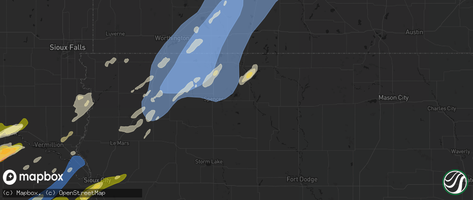 Hail map in Ruthven, IA on June 29, 2026