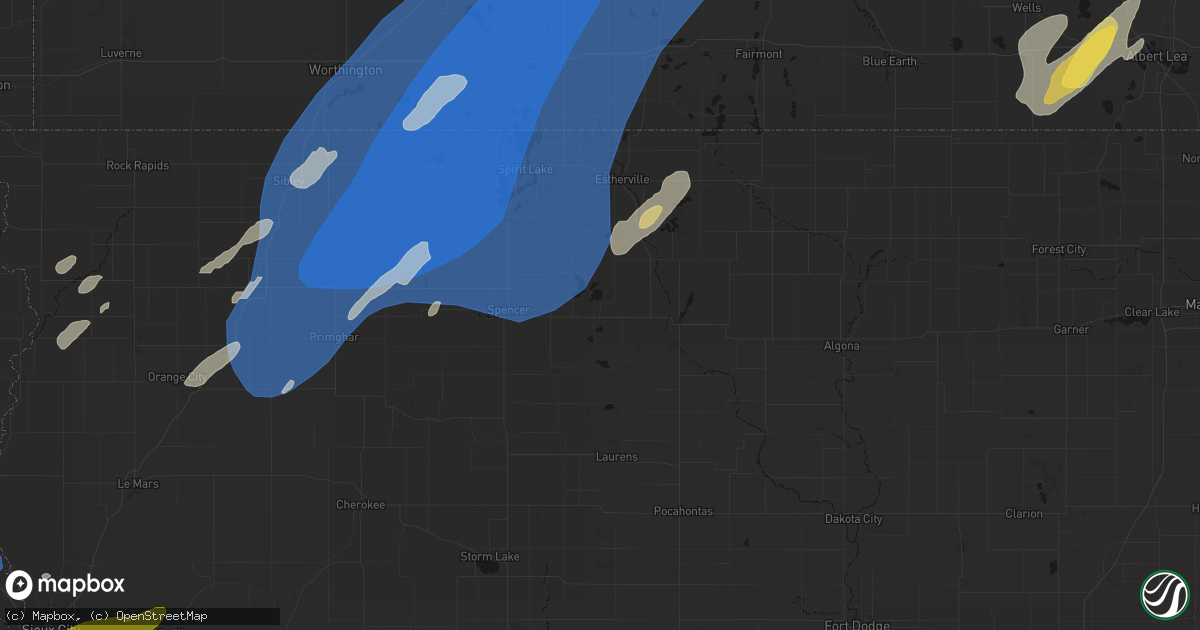 Hail map in Ruthven, IA on June 29, 2026
