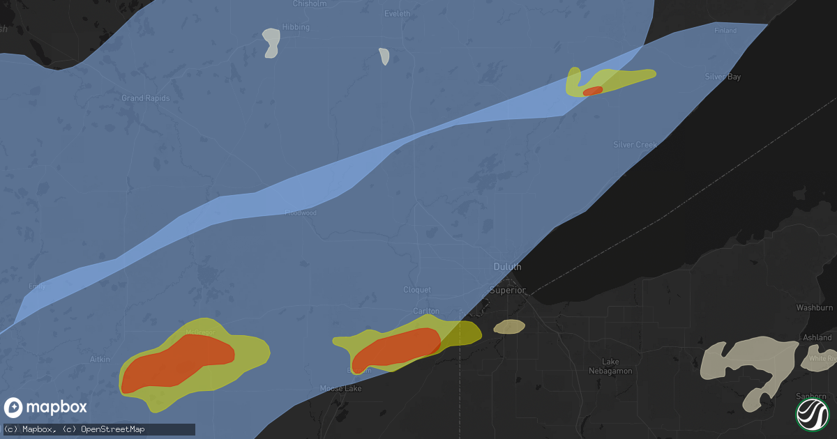 Hail map in Saginaw, MN on June 29, 2026