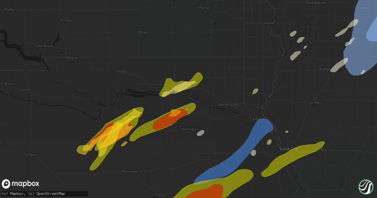 Hail map in Saint Helena, NE on June 29, 2026