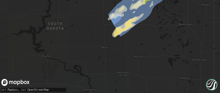 Hail map in Saint Lawrence, SD on June 29, 2026