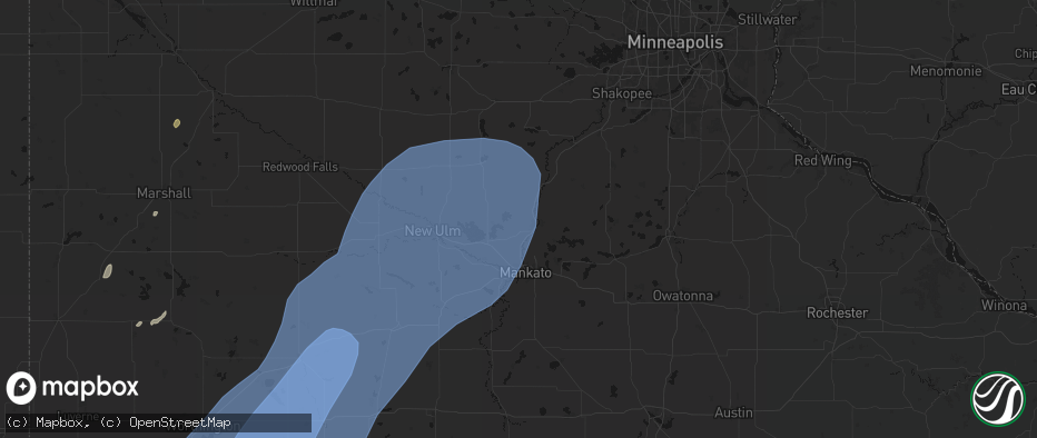 Hail map in Saint Peter, MN on June 29, 2026