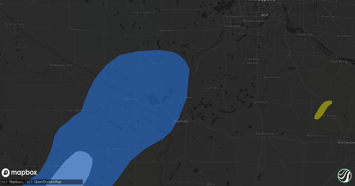 Hail map in Saint Peter, MN on June 29, 2026