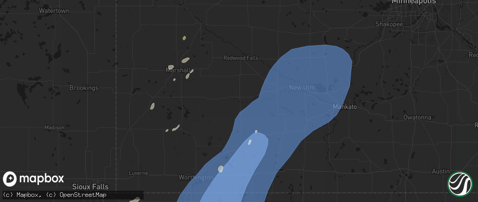 Hail map in Sanborn, MN on June 29, 2026