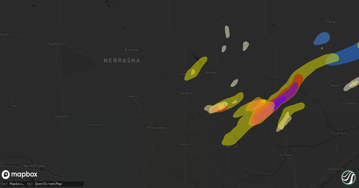 Hail map in Sargent, NE on June 29, 2026