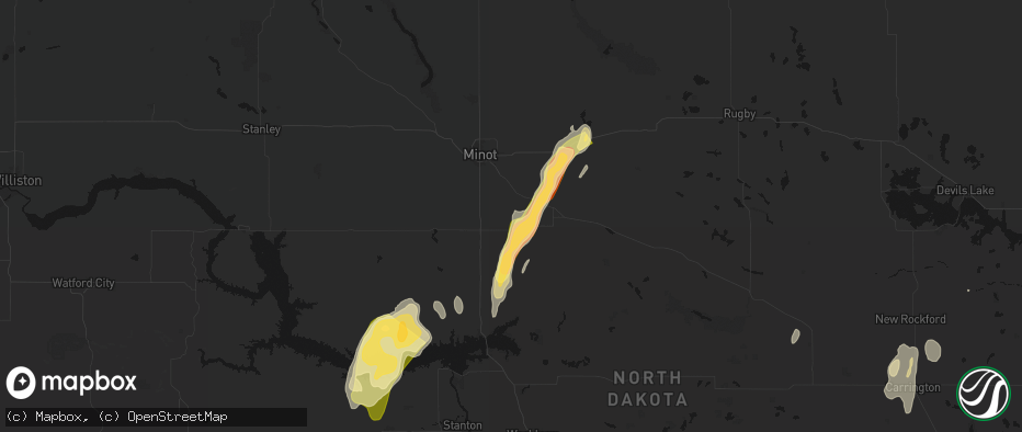 Hail map in Sawyer, ND on June 29, 2026