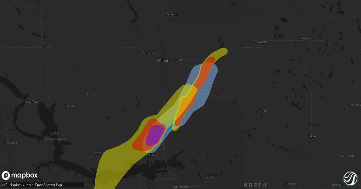 Hail map in Sawyer, ND on June 29, 2026