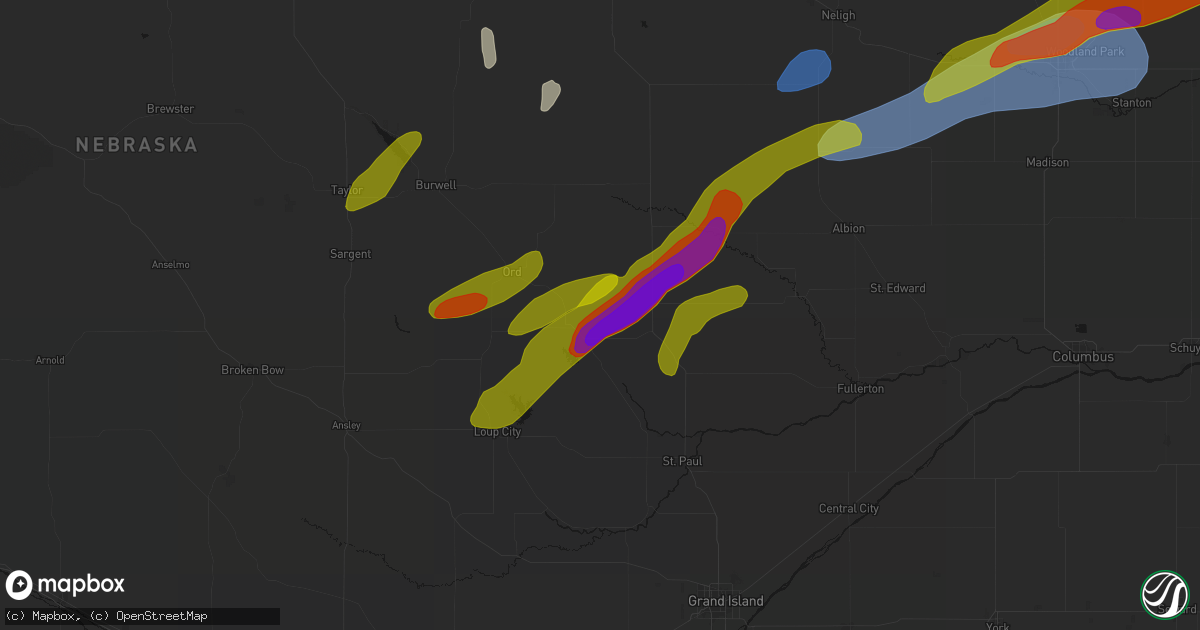 Hail map in Scotia, NE on June 29, 2026