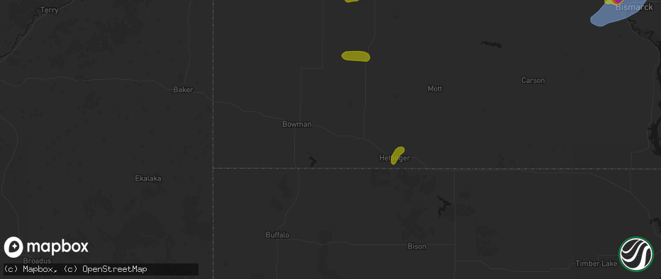 Hail map in Scranton, ND on June 29, 2026