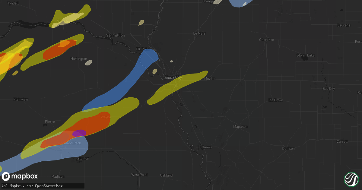 Hail map in Sergeant Bluff, IA on June 29, 2026