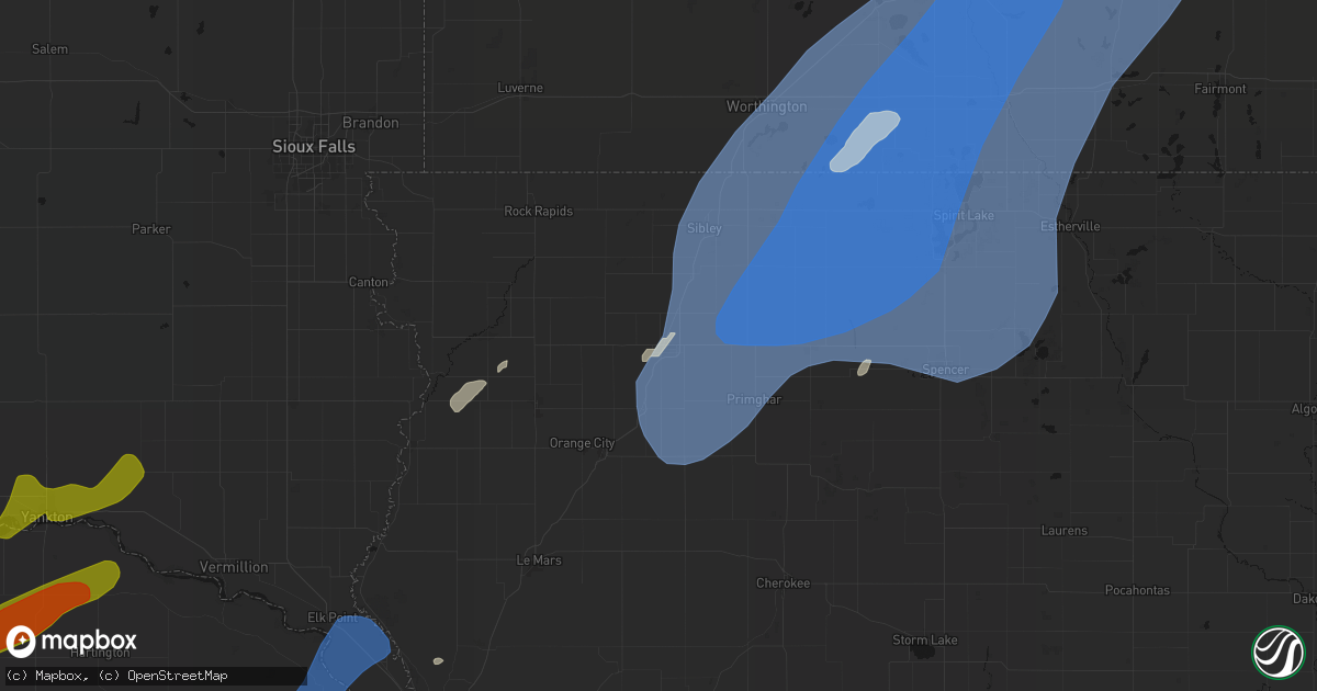 Hail map in Sheldon, IA on June 29, 2026