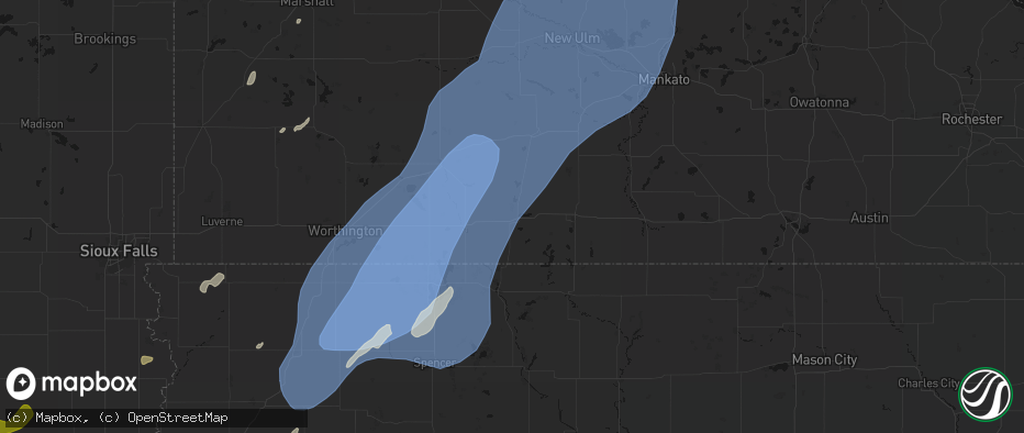 Hail map in Sherburn, MN on June 29, 2026