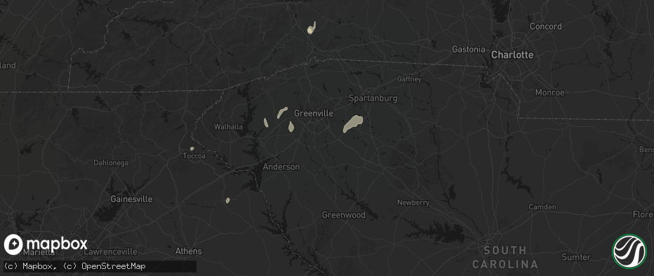 Hail map in Simpsonville, SC on June 29, 2026