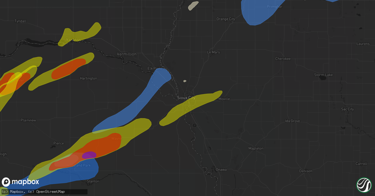 Hail map in Sioux City, IA on June 29, 2026