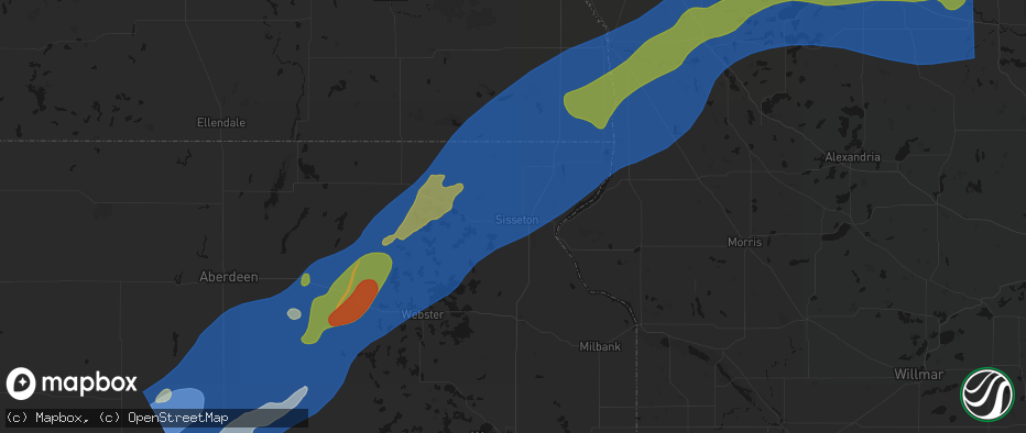 Hail map in Sisseton, SD on June 29, 2026