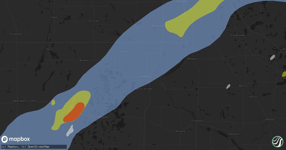 Hail map in Sisseton, SD on June 29, 2026
