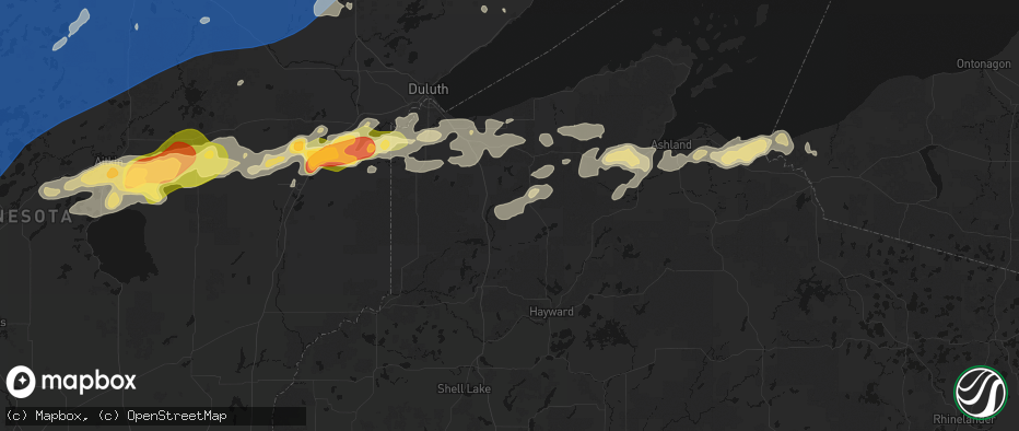 Hail map in Solon Springs, WI on June 29, 2026