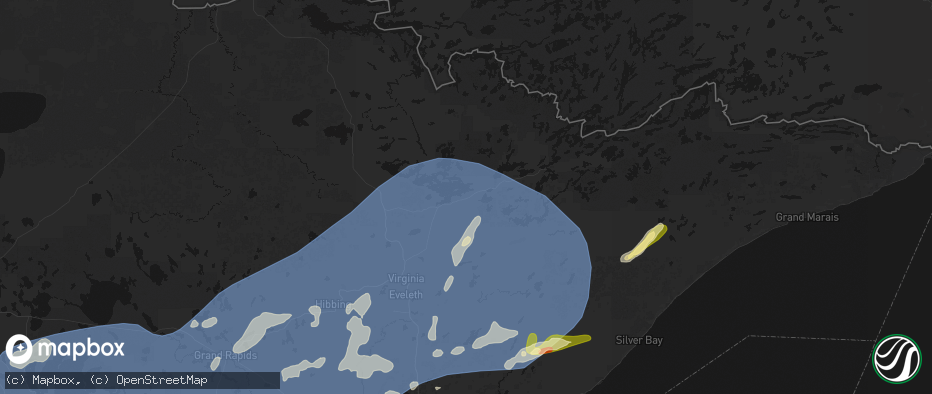 Hail map in Soudan, MN on June 29, 2026