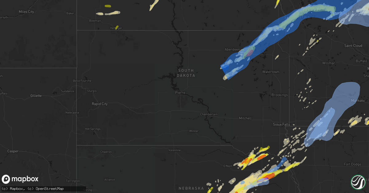 Hail map in South Dakota on June 29, 2026