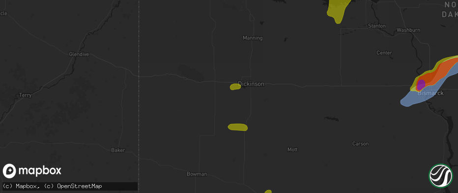 Hail map in South Heart, ND on June 29, 2026