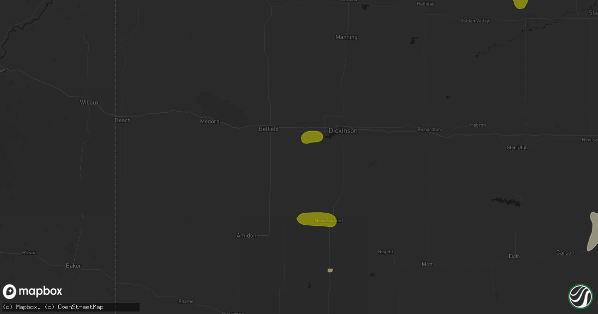 Hail map in South Heart, ND on June 29, 2026