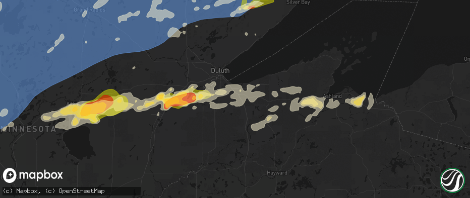 Hail map in South Range, WI on June 29, 2026